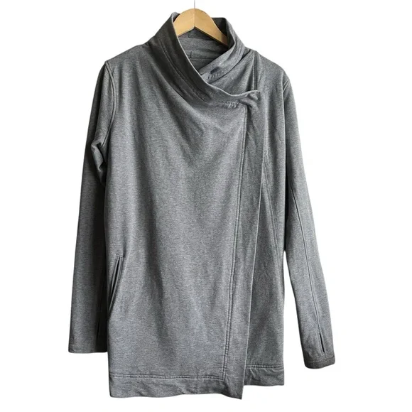 Lululemon Restore Wrap Heathered Medium Grey Size 6 Cozy French Terry - Picture 5 of 16